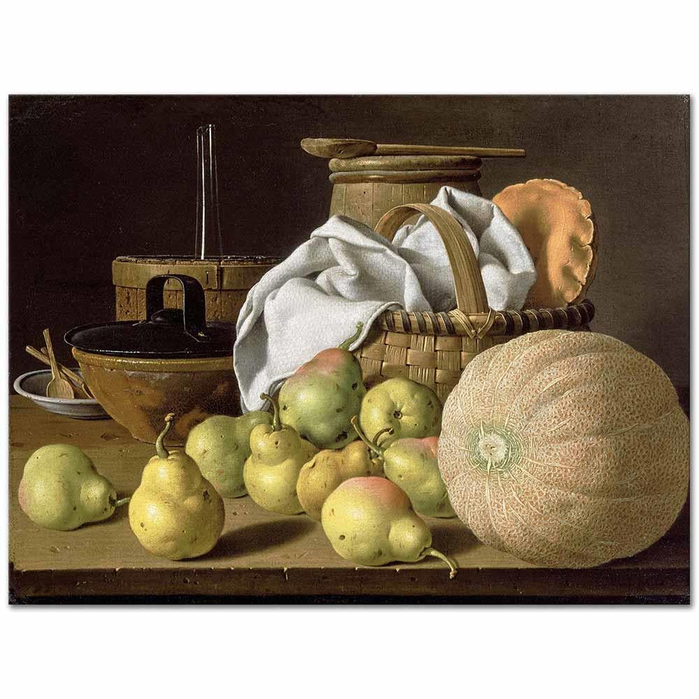Luis Egidio Melendez Kavun ve Armutlu Natürmort Kanvas Tablo