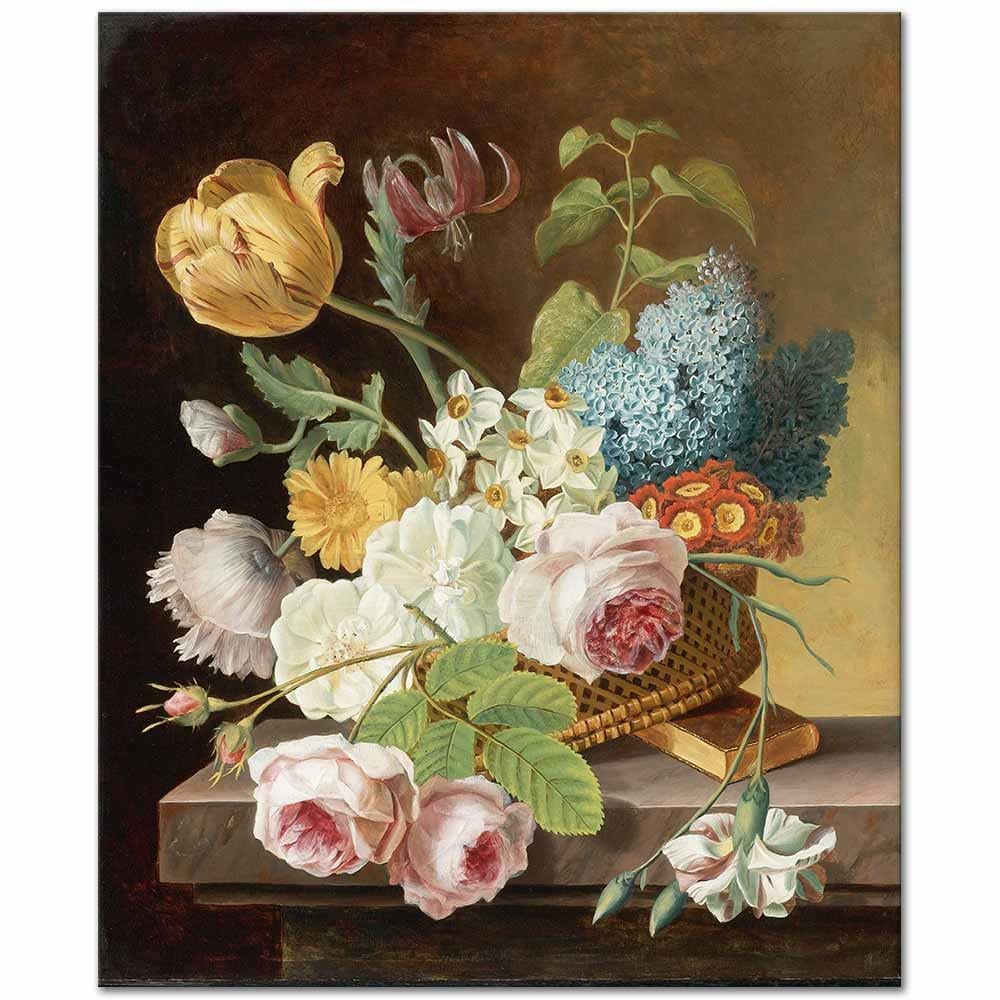 Jan Frans van Dael Gül Lale ve Nergisli Natürmort Kanvas Tablo