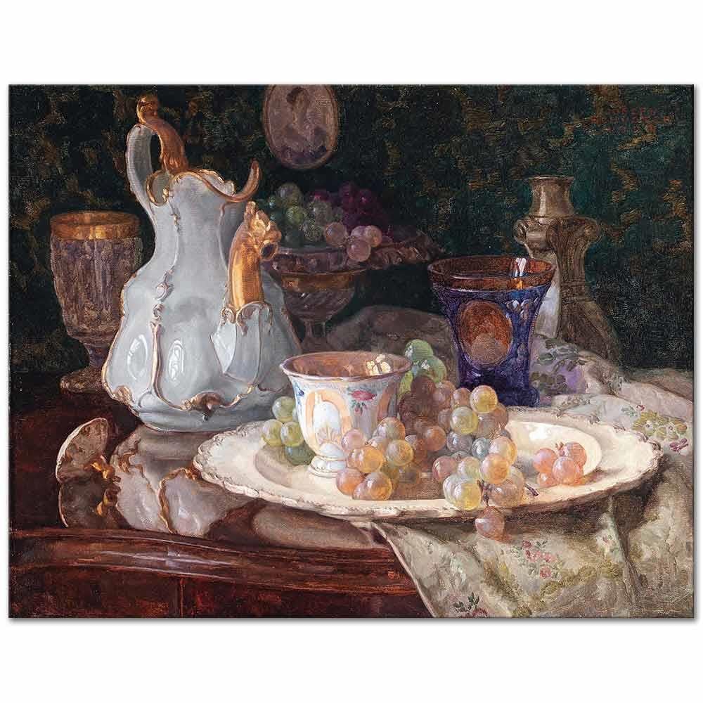 Josef Schuster Süs Eşyaları ile Natürmort Kanvas Tablo