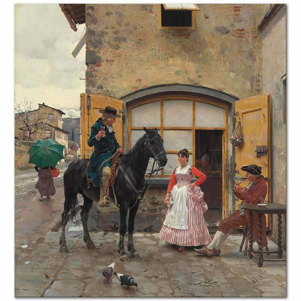 Raffaello Sorbi İçki Molası Kanvas Tablo