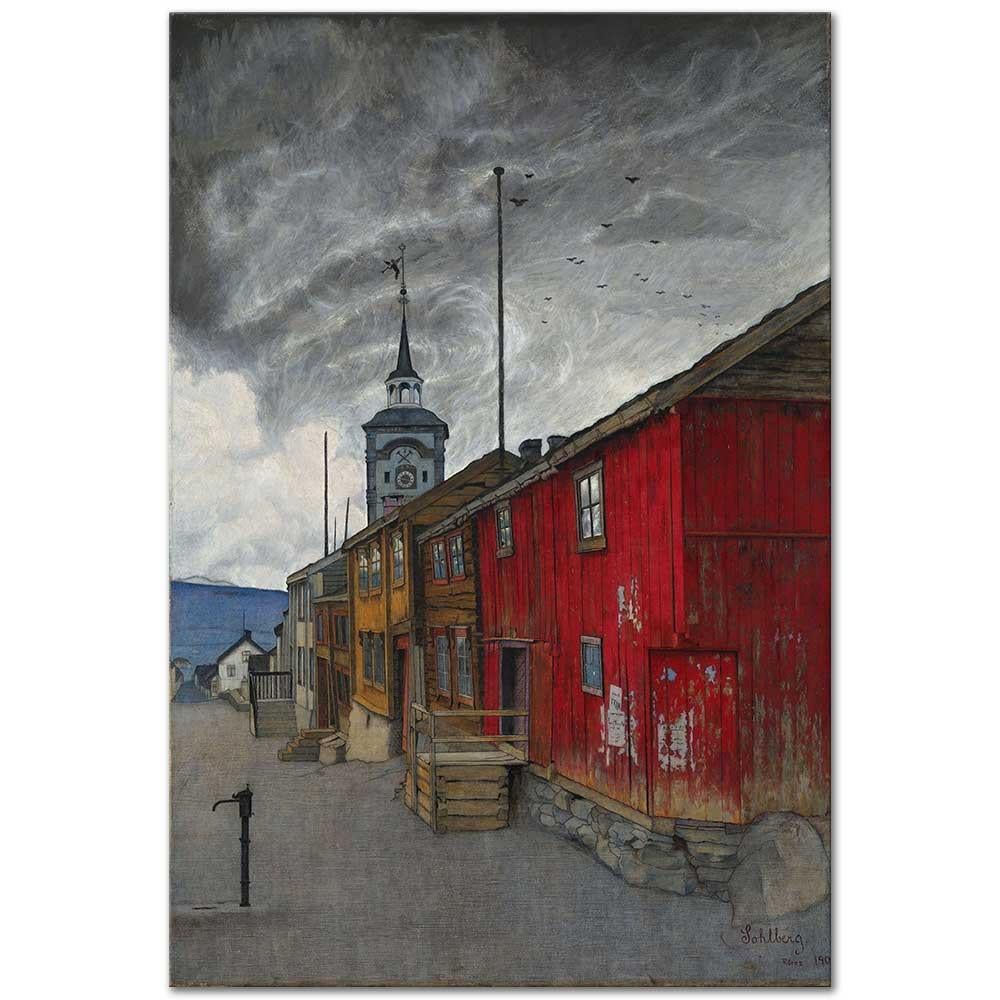 Harold Sohlberg Røros'ta Bir Sokak Kanvas Tablo