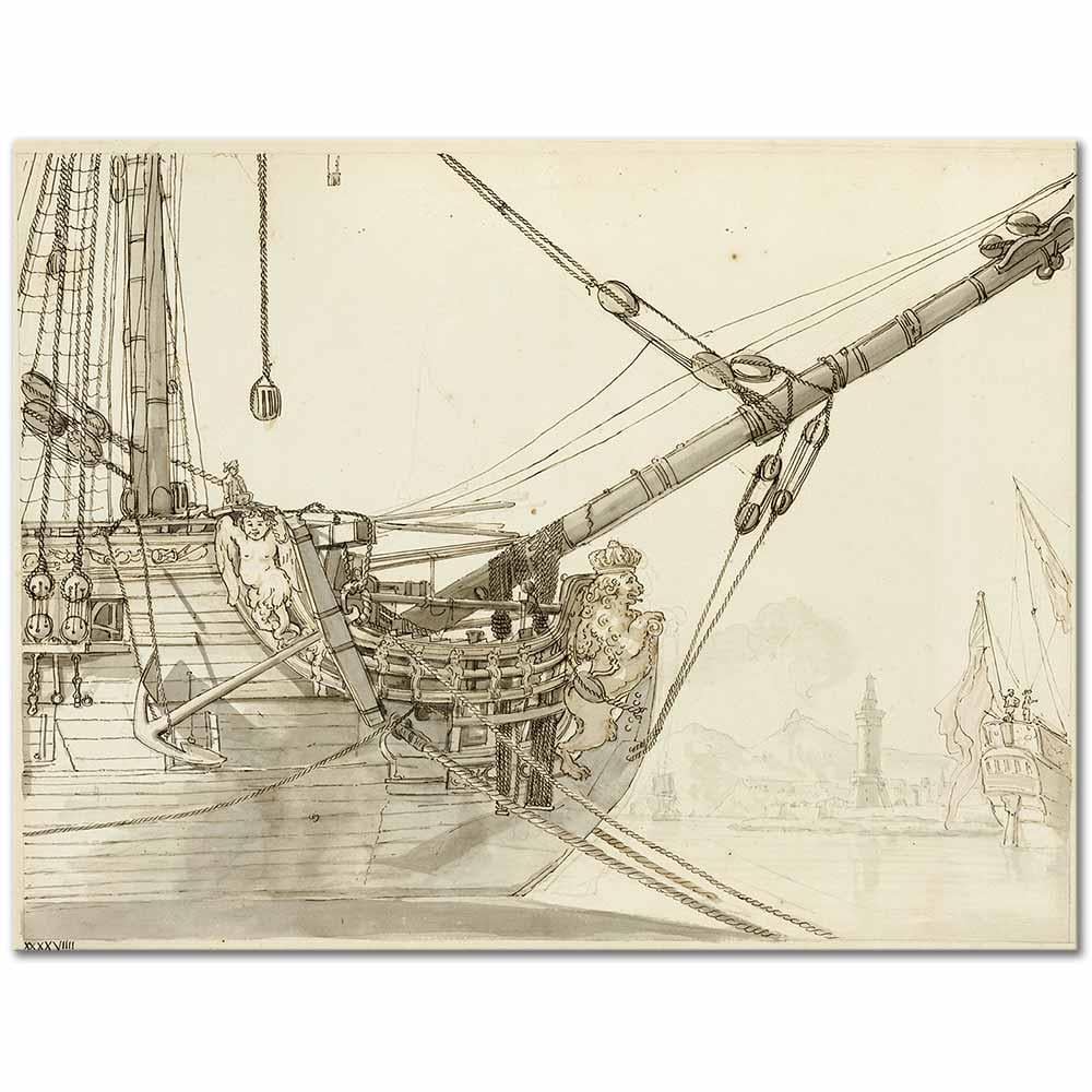 Claude Joseph Vernet Bir Savaş Gemisinin Pruvası için Etüd Kanvas Tablo