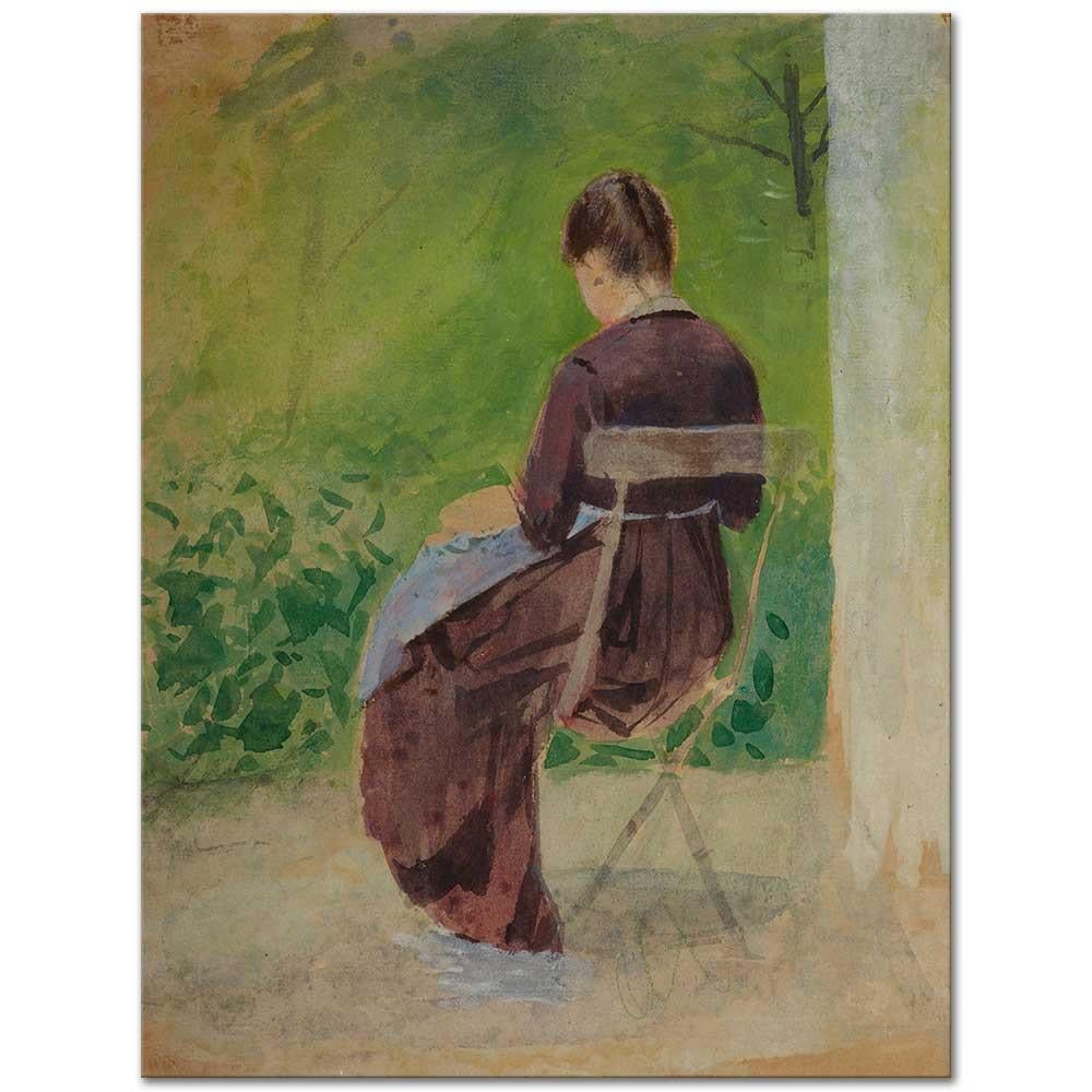 Teodor Axentowicz Bahçede Oturan Kadın Etüdü Kanvas Tablo