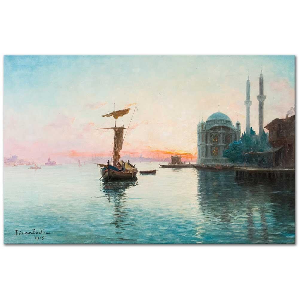François Léon Prieur-Bardin İstanbul'da Gün Batımı Kanvas Tablo