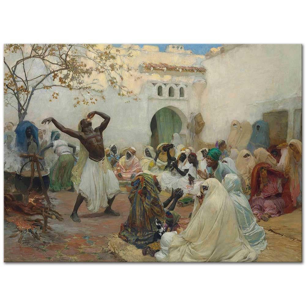 Frederick Arthur Bridgman Cezayir Blida'da Aïssaoui Töreni Kanvas Tablo
