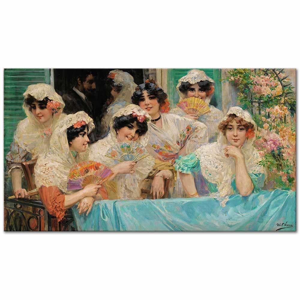 Ulpiano Checa y Sanz Balkon Kanvas Tablo