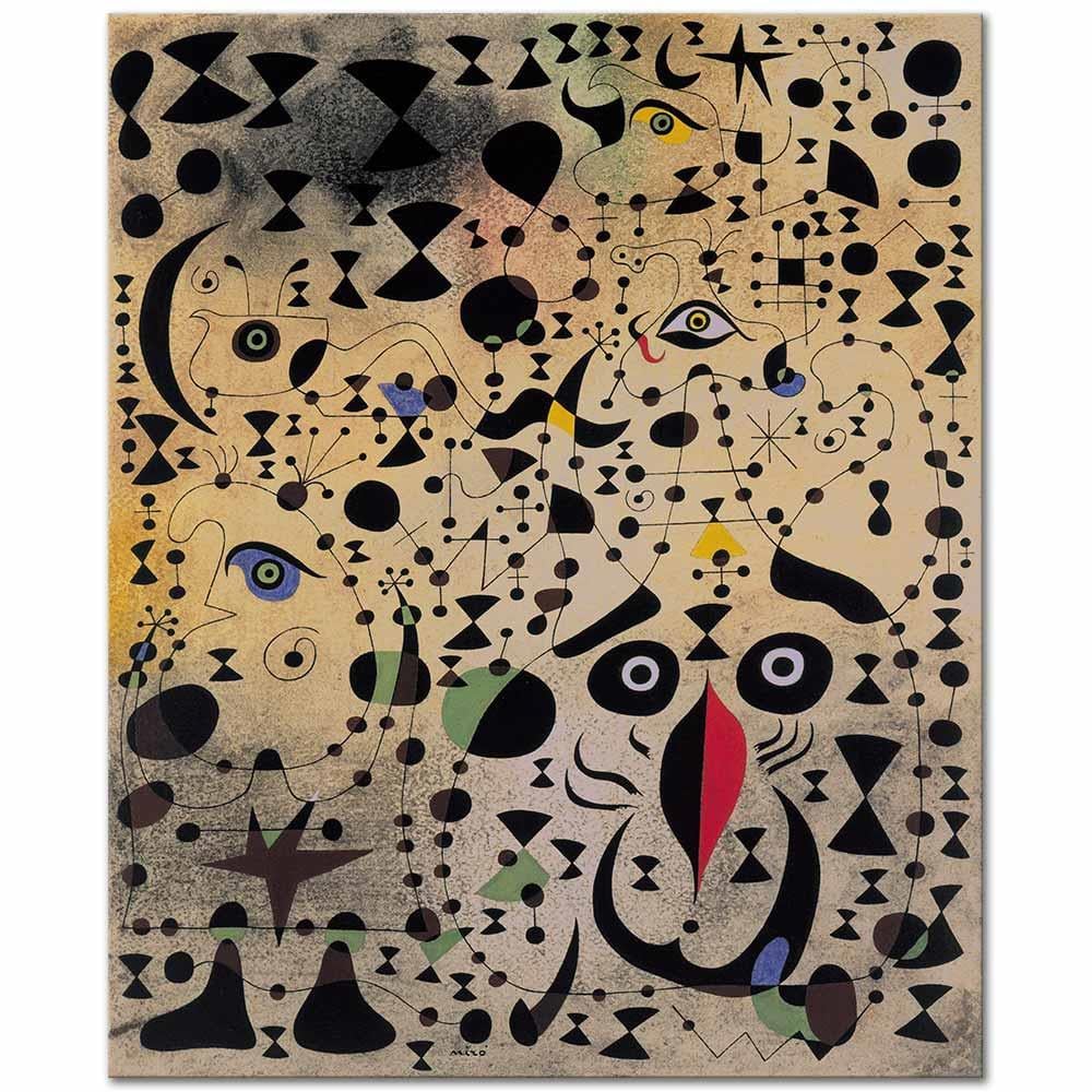 Joan Miro Güzel Kuşun Sevgililere Gizemi Anlatması Kanvas Tablo