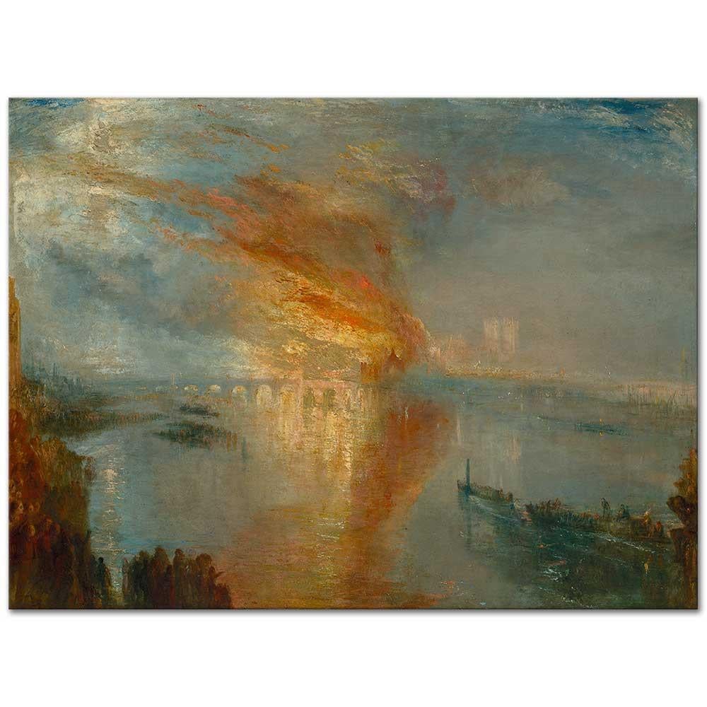Joseph Mallord William Turner Londra Yangınında Lordların Evleri Yanarken Kanvas Tablo