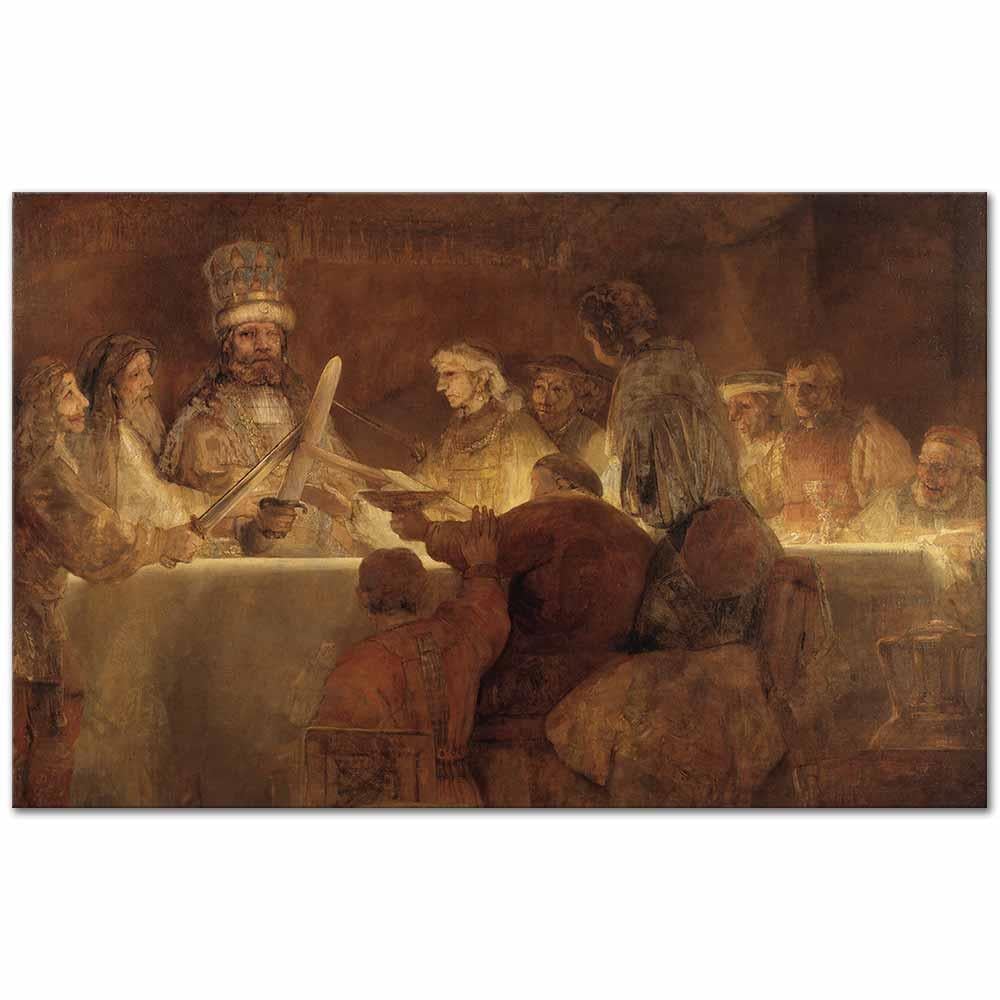 Rembrandt van Rijn Claudius Civilis yönetimindeki Batavyalıların Komplosu Kanvas Tablo