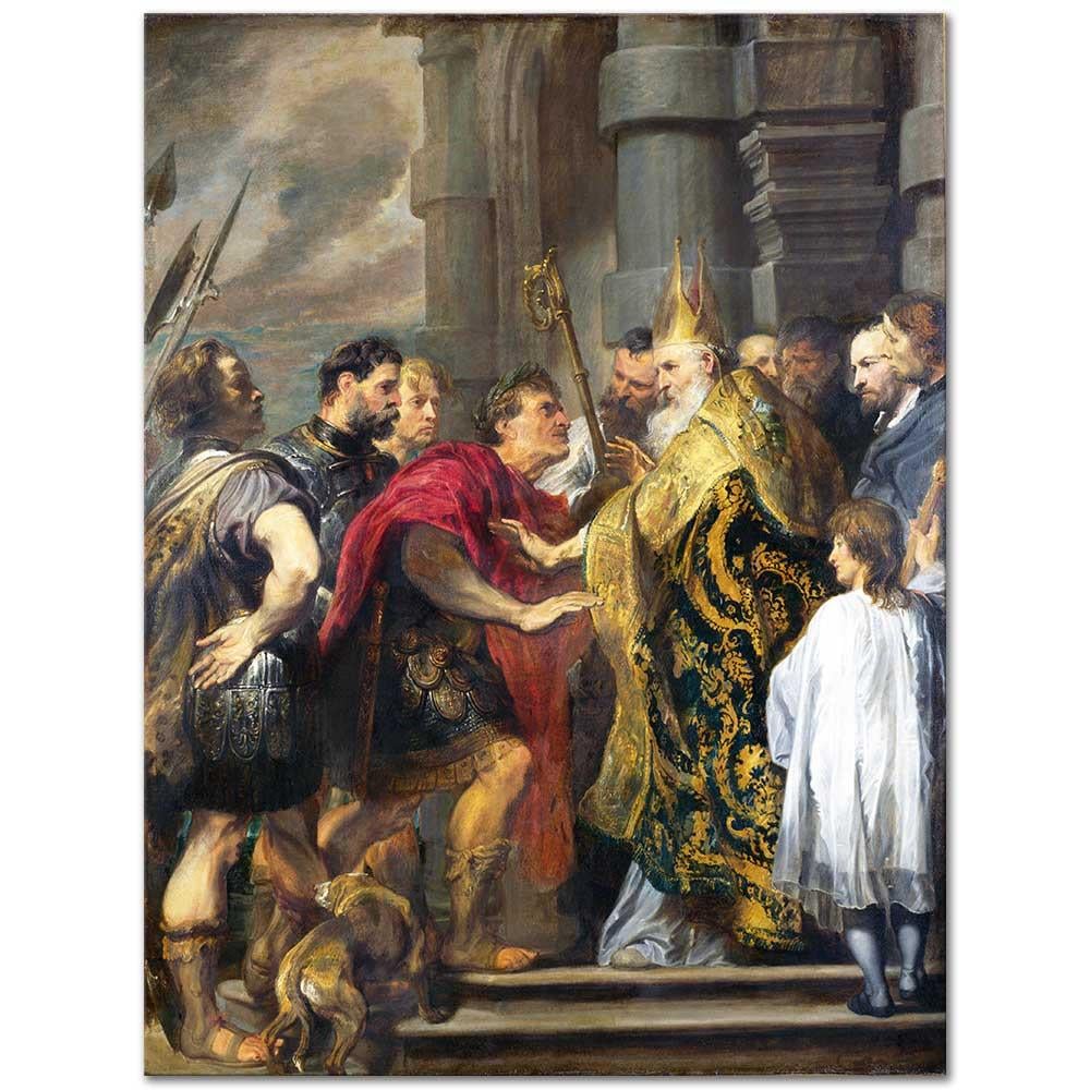 Anthony van Dyck İmparator Theodosius ve Aziz Ambrose Kanvas Tablo