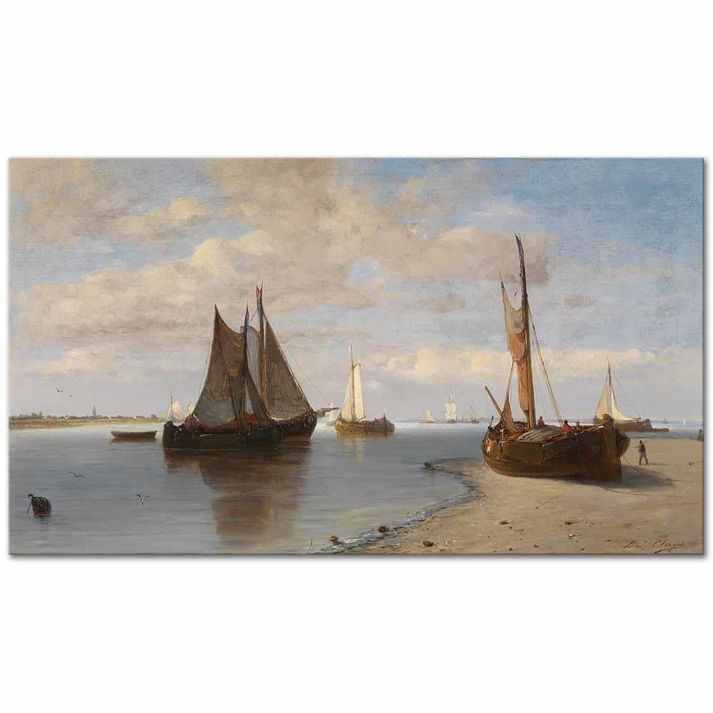 Paul Jean Clays Gemiler Scheldt Haliçinde Kanvas Tablo