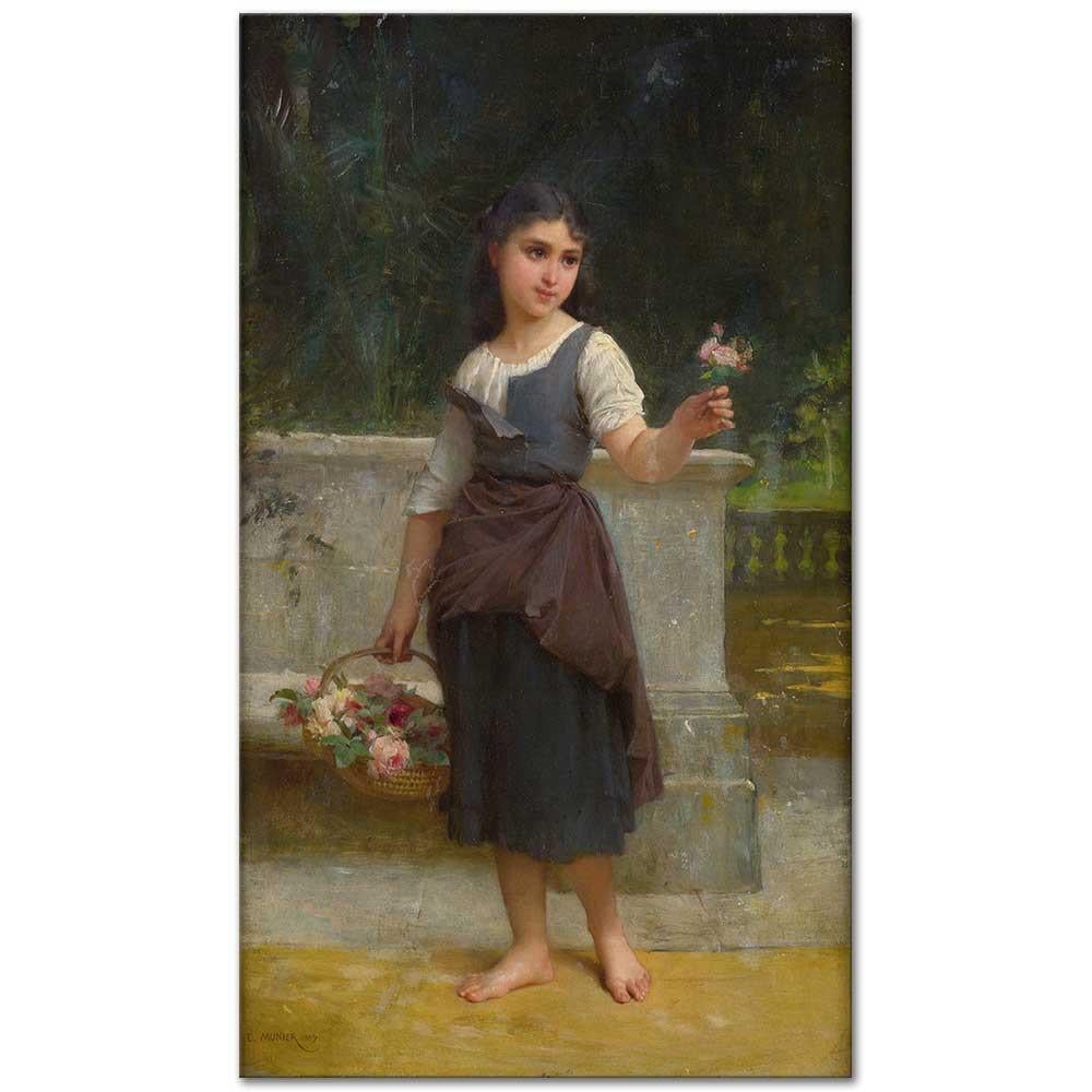 Emile Munier Çiçekçi Kız Kanvas Tablo