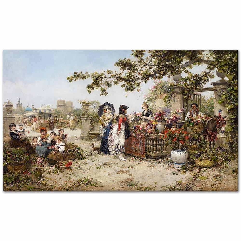 Jose Benlliure Gil Çiçek Pazarı Kanvas Tablo