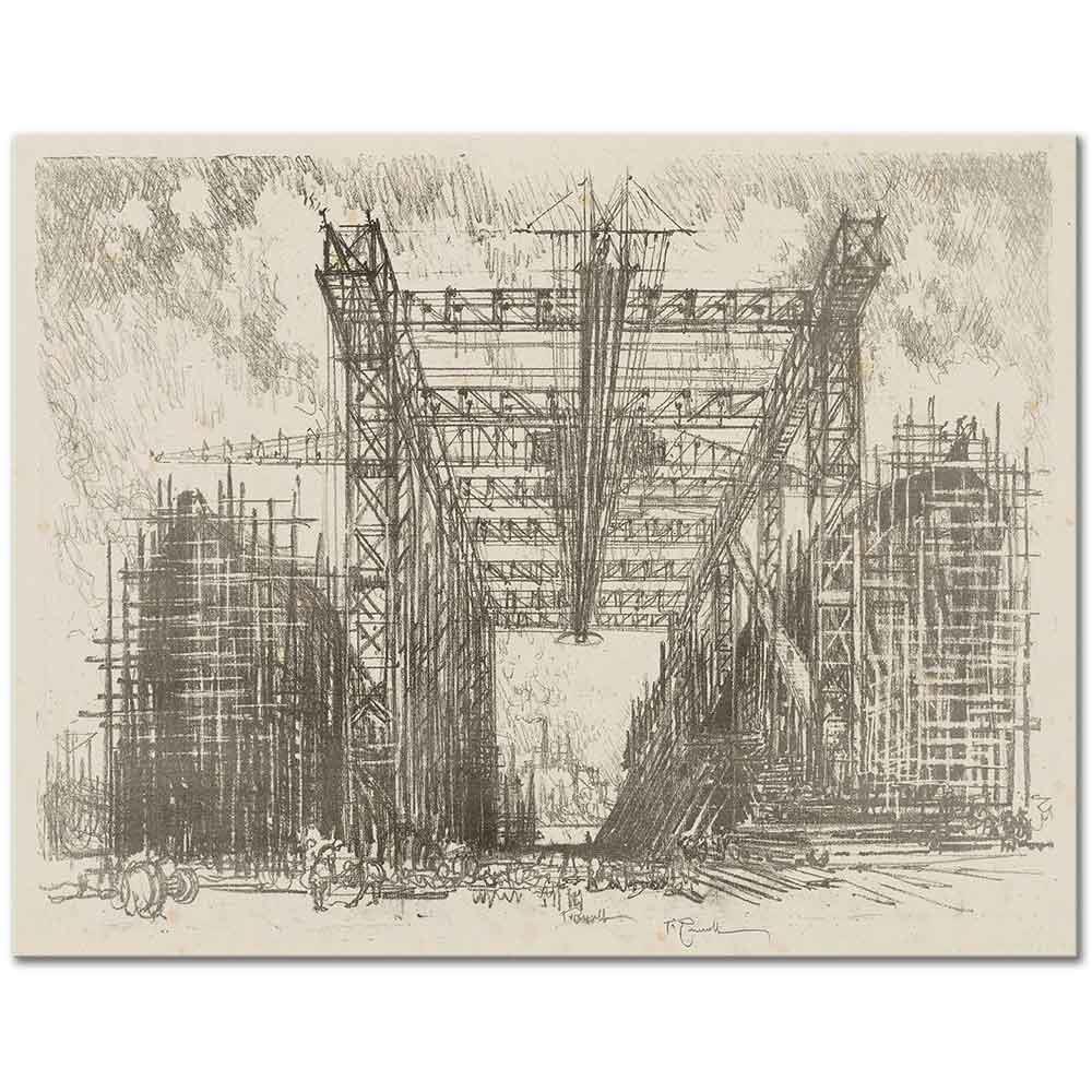 Joseph Pennell Ticari Tersanede Büyük Köprü Kanvas Tablo