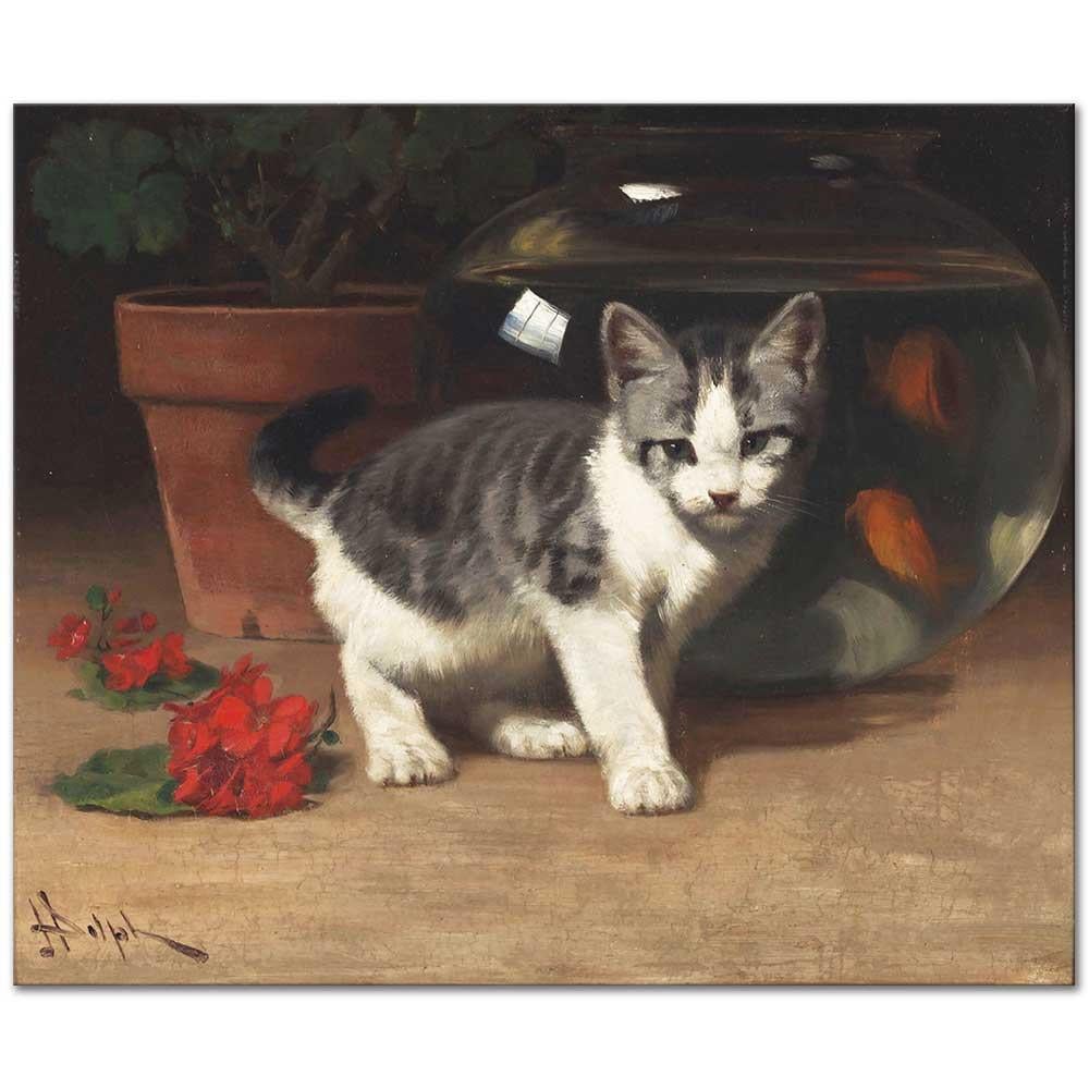 John Henry Dolph Altın Balığının Başında Kanvas Tablo