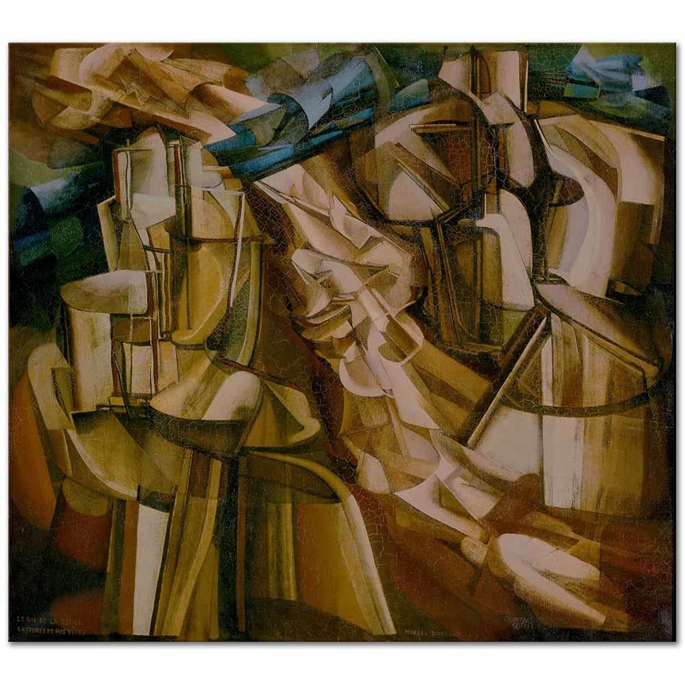 Marcel Duchamp Nülerle Çevrili Kral ve Kraliçe Kanvas Tablo