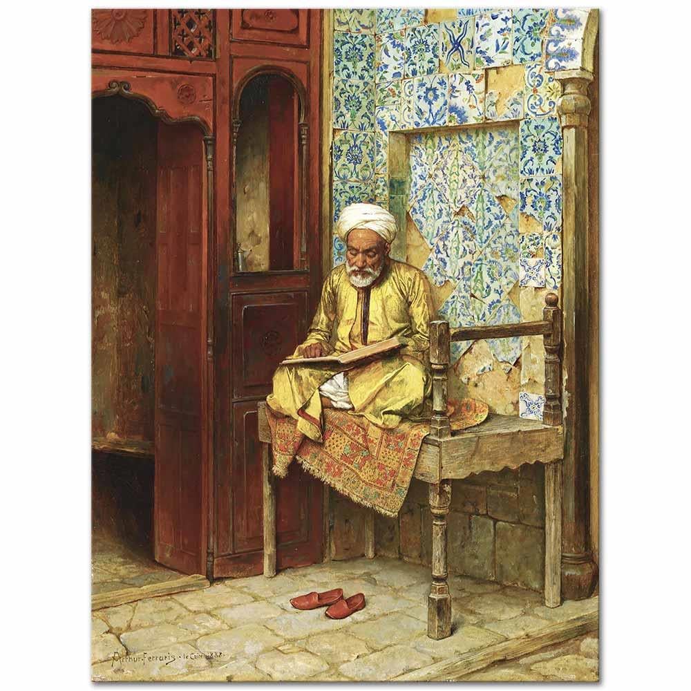 Arthur von Ferraris Kitap Okuyan Adam Kanvas Tablo