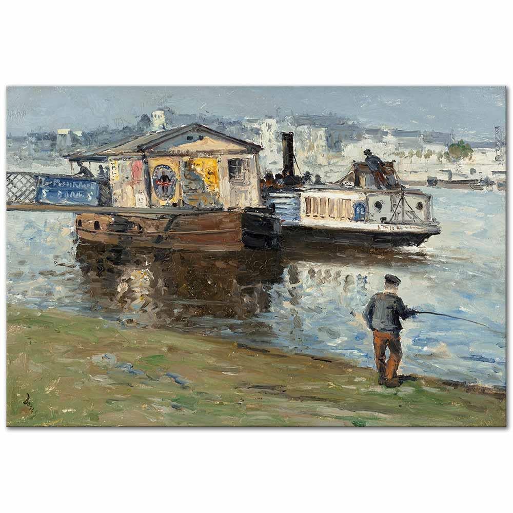 Frank Myers Boggs Seine Kıyısında İskele Kanvas Tablo