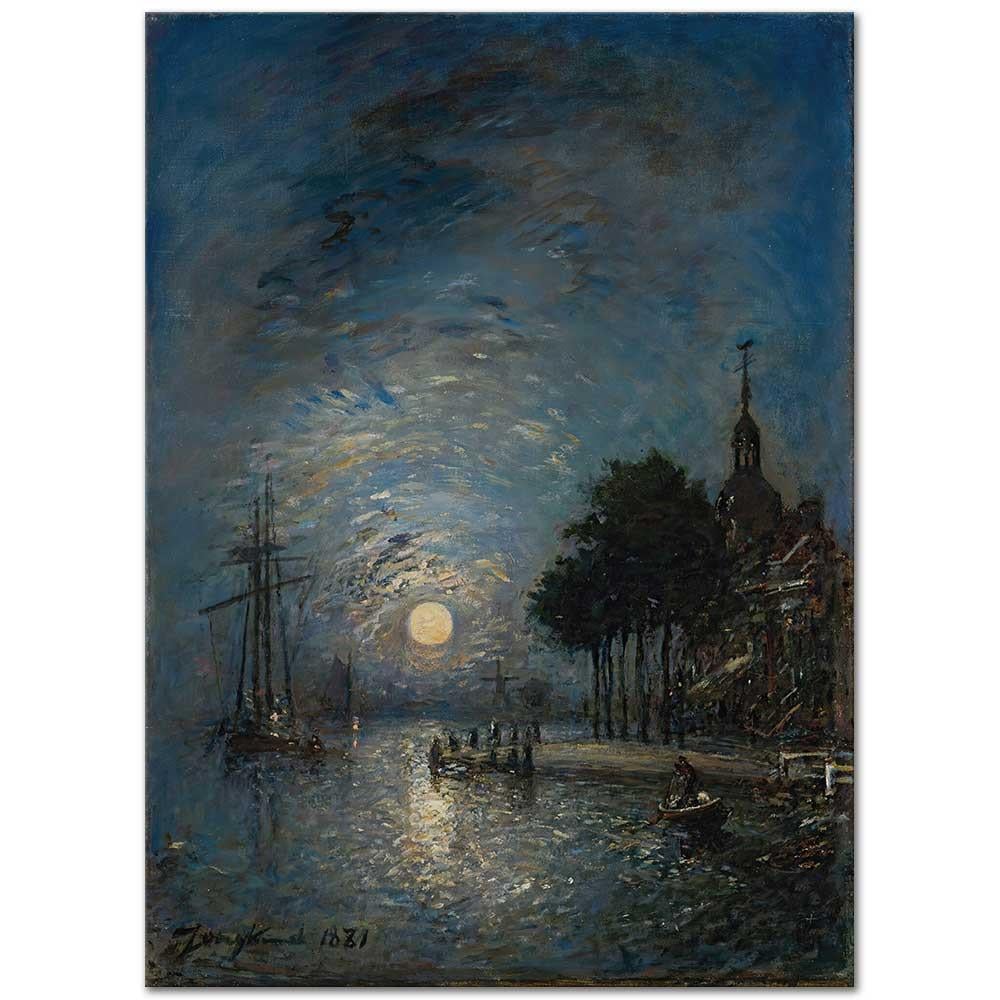 Johan Barthold Jongkind Alacakaranlıkta Dordrecht Limanı Kanvas Tablo