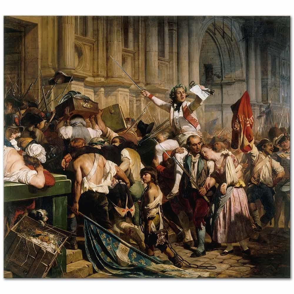 Paul Delaroche Bastille'i Kurtaranlar Hotel de Ville Girişinde Kanvas Tablo