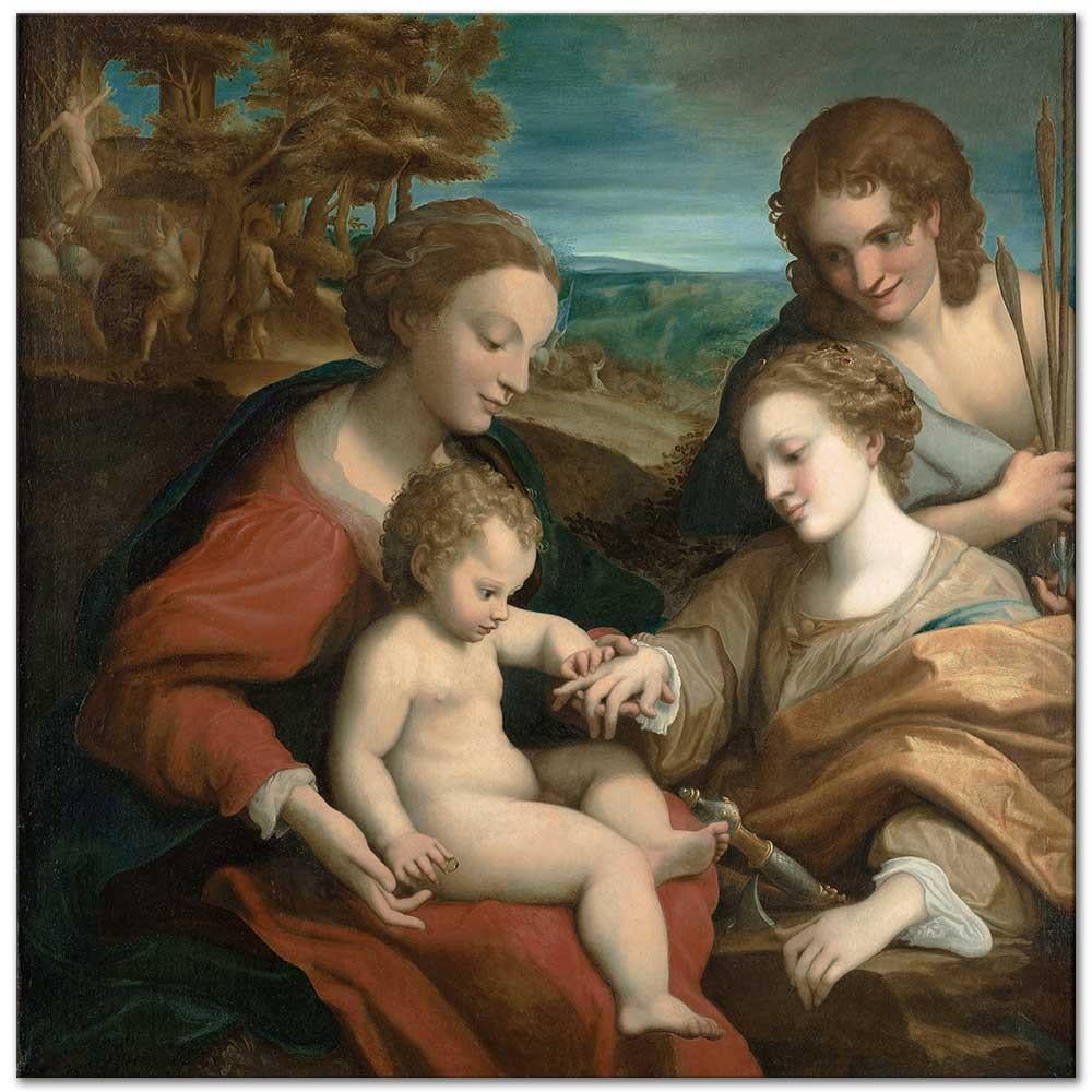 Antonio Allegri da Correggio Azize Katharina'nın Mistik Evliliği Kanvas Tablo