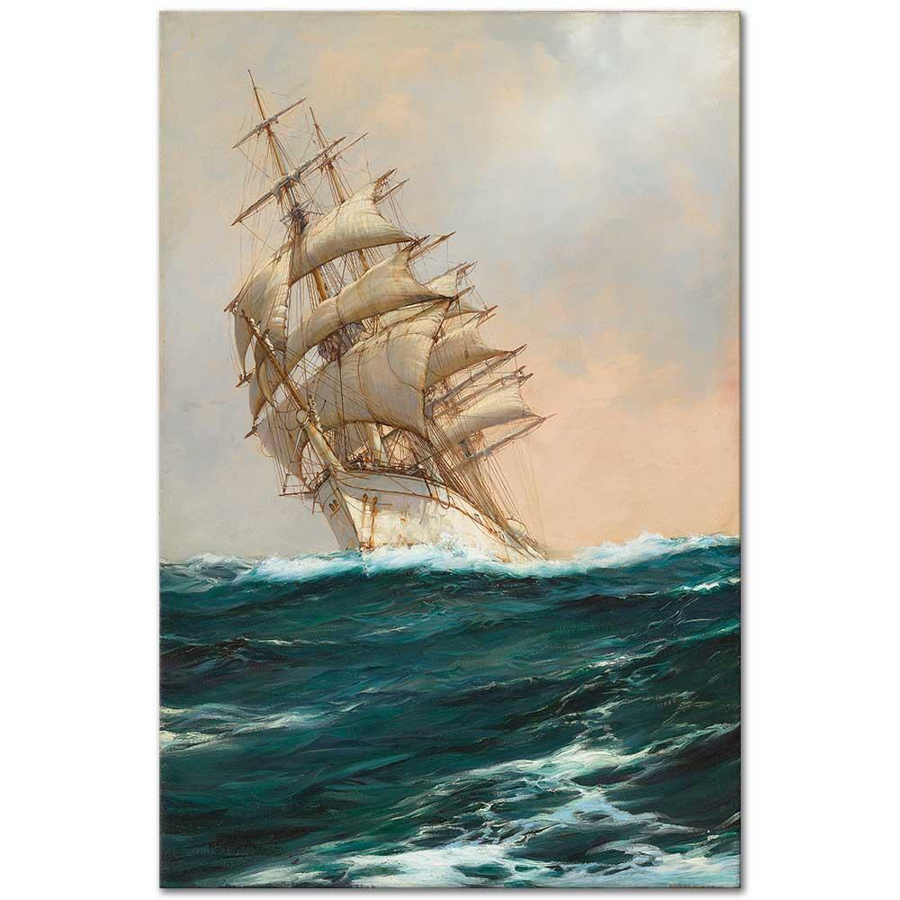 Montague Dawson Beyaz Gemi Kanvas Tablo