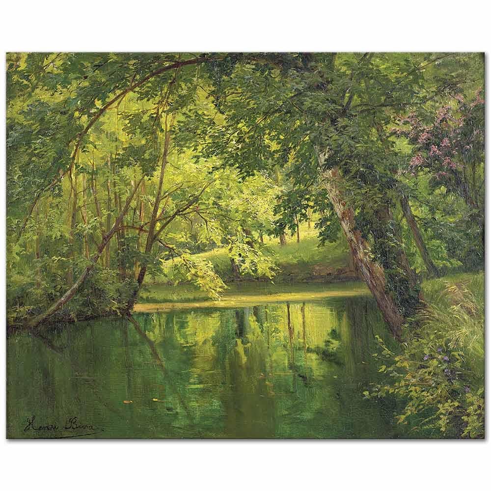 Henri Biva Ormandaki Göl Kanvas Tablo