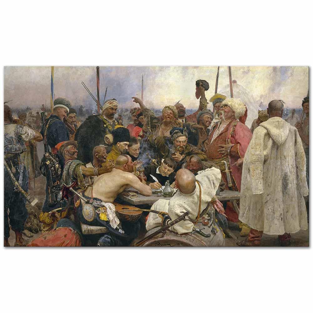 Ilya Repin Zaporozhye Kazakları Sultan Mehmet IV'e Cevap Yazarken Kanvas Tablo