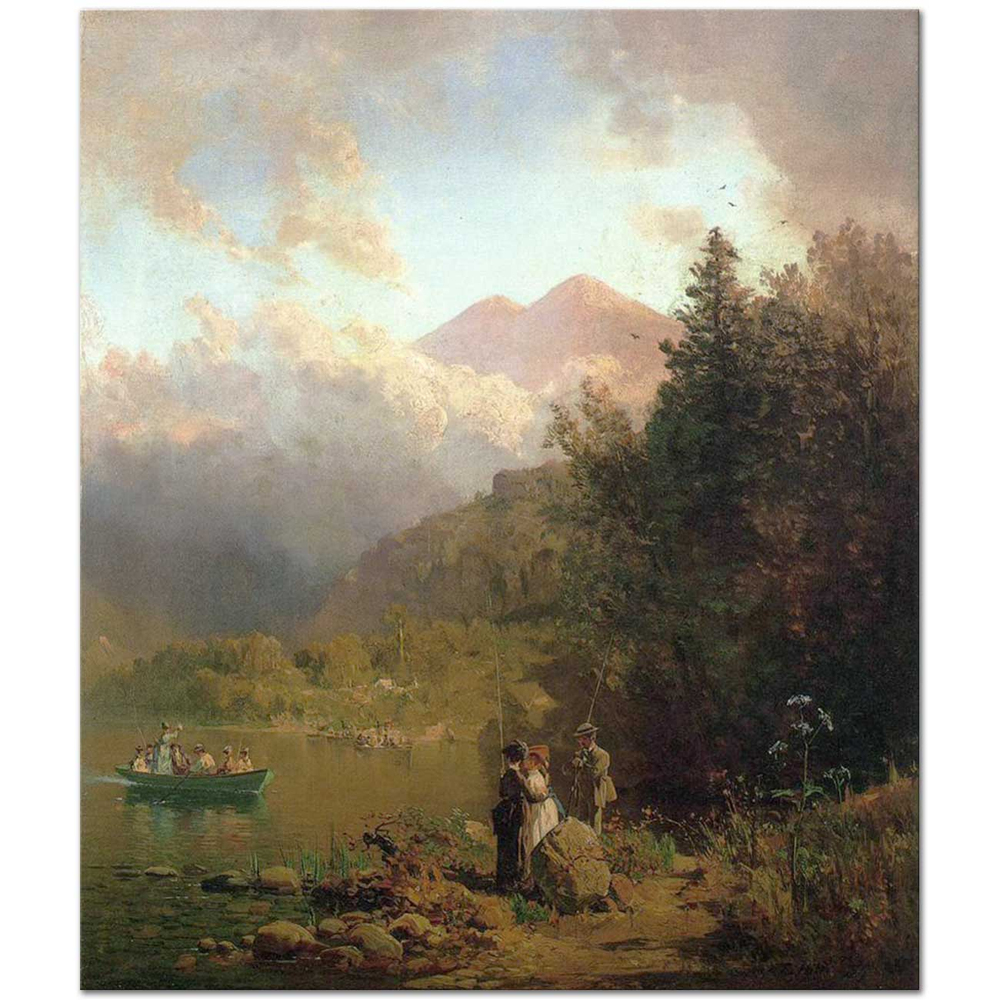 Thomas Hill Dağlarda Balık Avı Kanvas Tablo