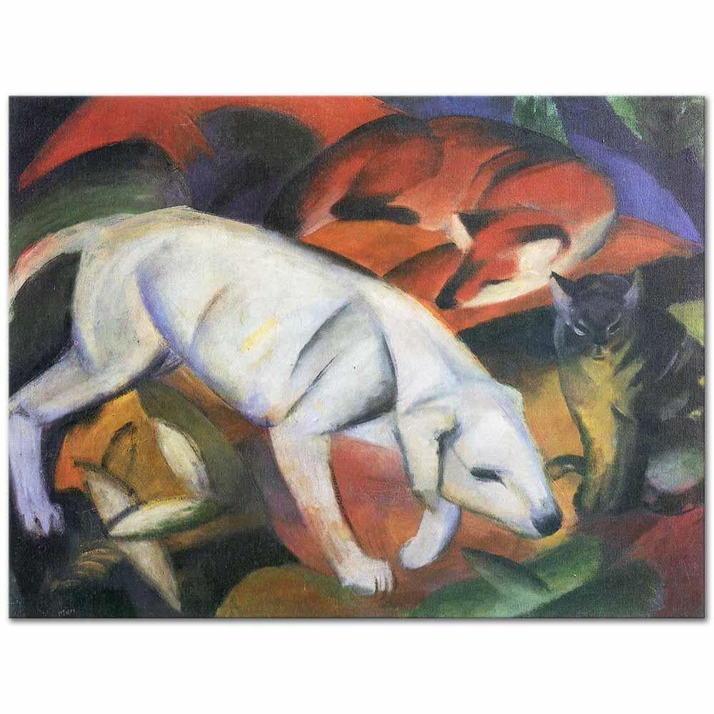 Franz Marc Üç Hayvan Köpek Tilki ve Kedi Kanvas Tablo