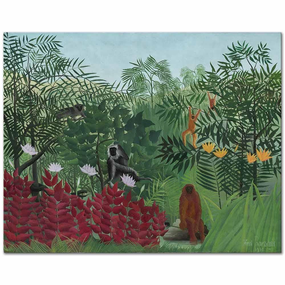 Henri Rousseau Tropik Ormanda Maymunlar Kanvas Tablo