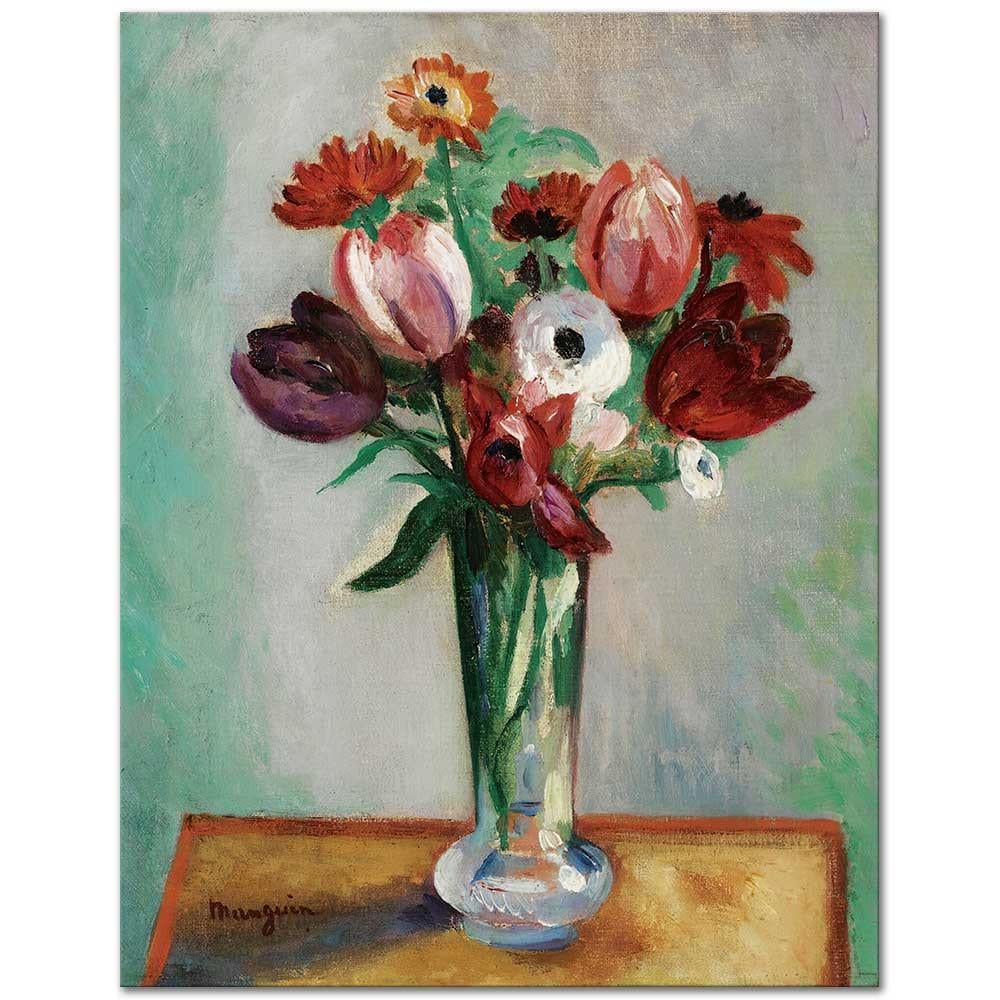 Henri Manguin Laleler ve Düğünçiçeği Kanvas Tablo