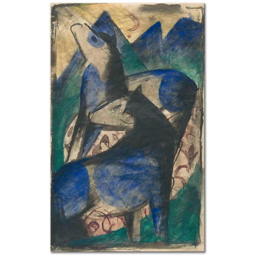 Franz Marc İki Mavi At Kanvas Tablo
