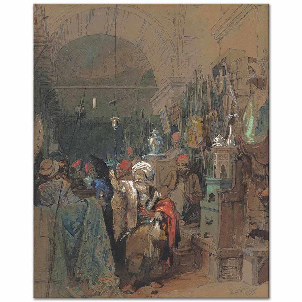 Amadeo Preziosi Bedestendeki Satıcılar Kanvas Tablo