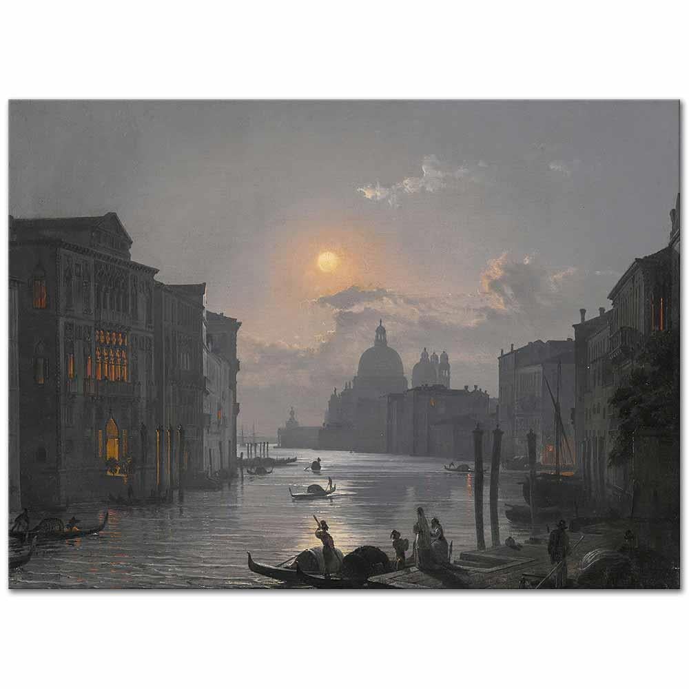Friedrich Paul Nerly Grand Kanal'a Bakış Venedik Kanvas Tablo