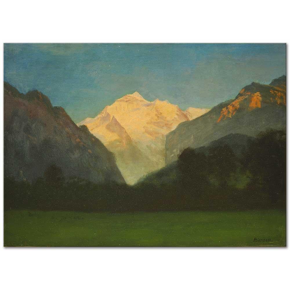 Albert Bierstadt Zirvede Gün Batımı ve Buzul Kanvas Tablo