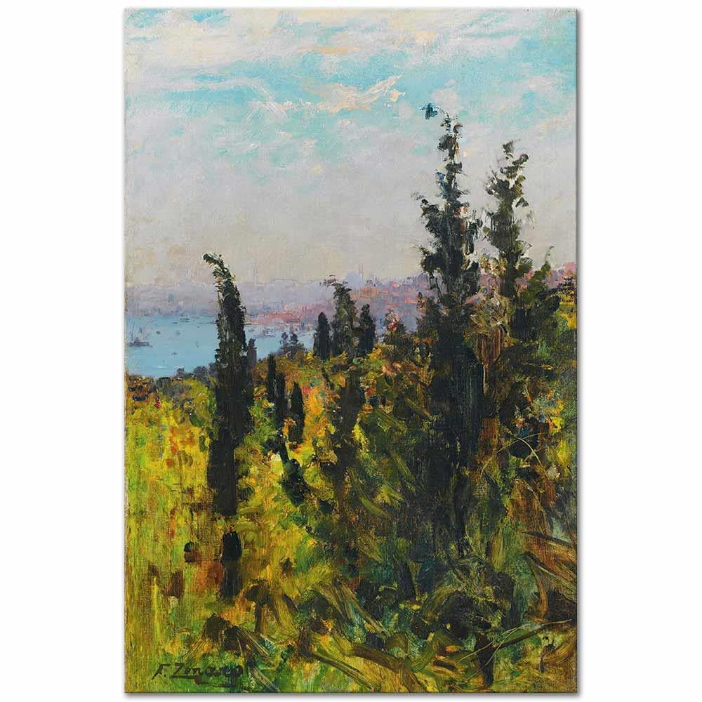 Fausto Zonaro Haliç Üzerinden Bakış Kanvas Tablo
