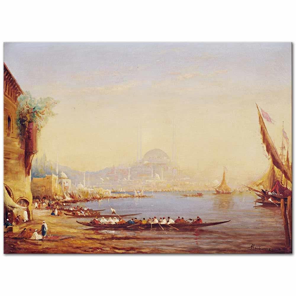 Alfred August Felix Bachmann İstanbul Limana Bakış Kanvas Tablo