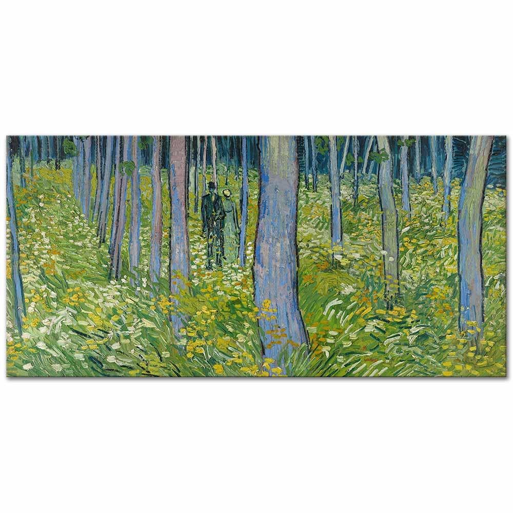 Vincent van Gogh Ağaç Altındaki Çalılar ve İki Figür Kanvas Tablo