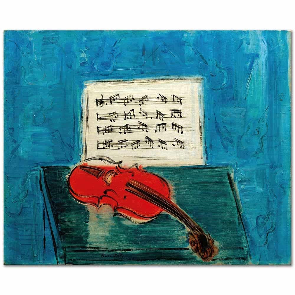 Raoul Dufy Mavi Zeminde Kırmızı Keman Kanvas Tablo