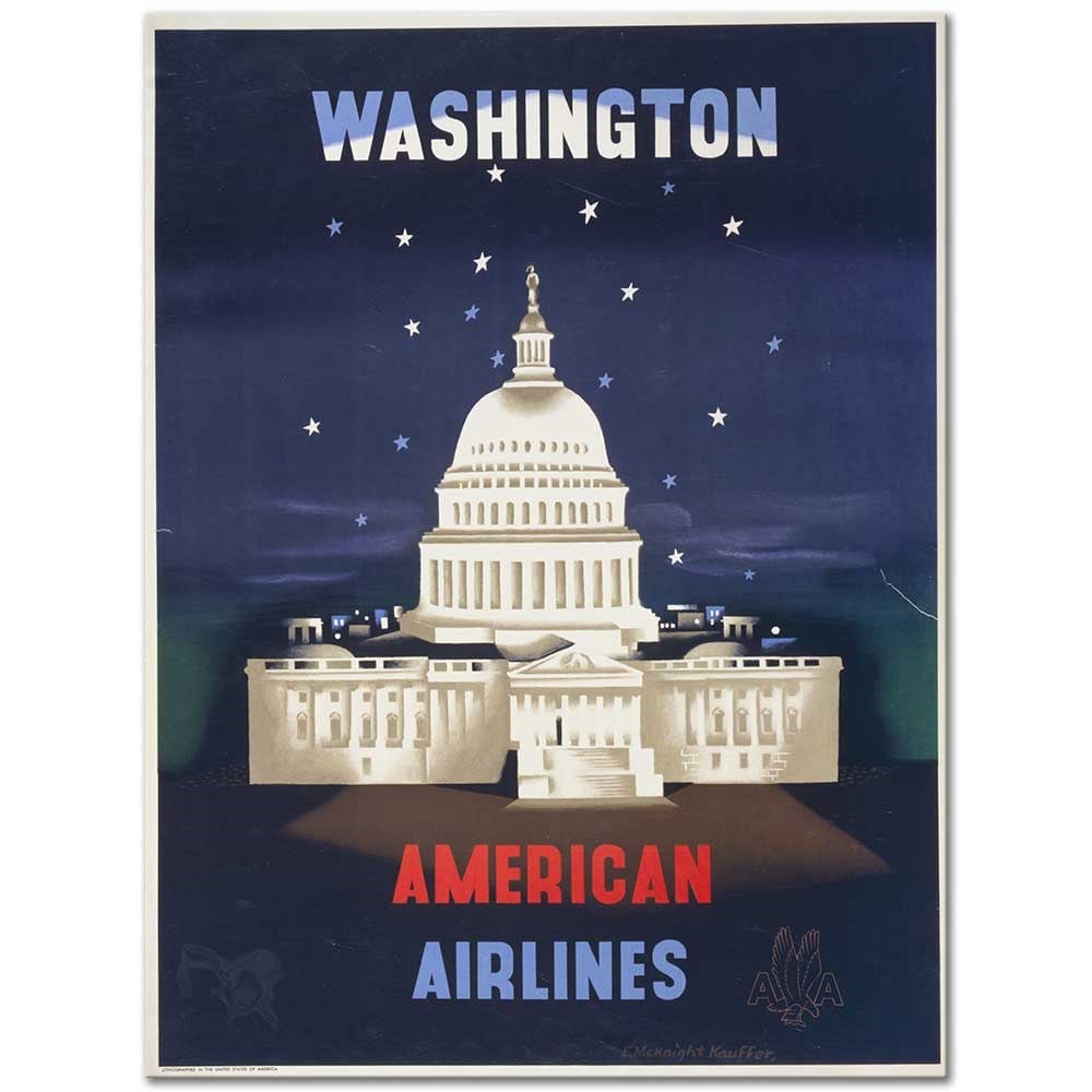 Edward McKnight Kauffer Washington Amerikan Havayolları Kanvas Tablo