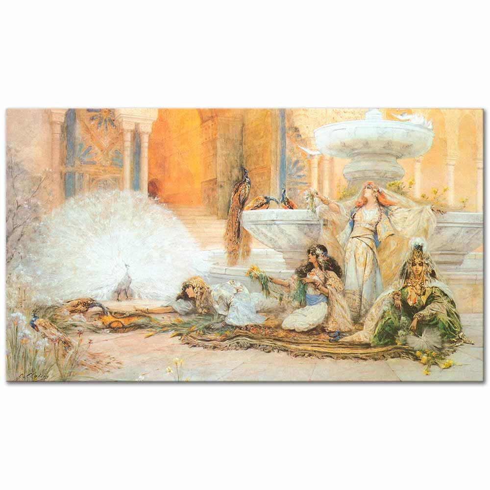 Georges Clairin Beyaz Tavus Kuşları Kanvas Tablo