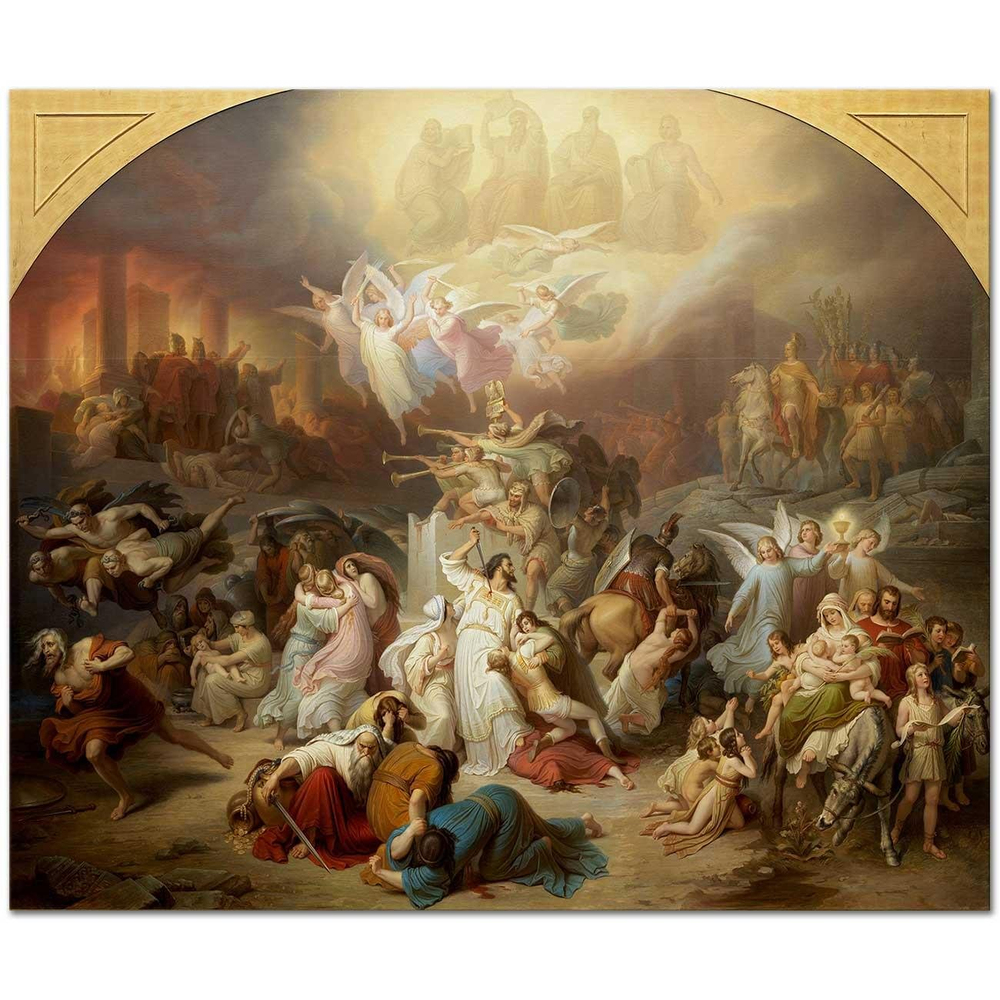 Wilhelm von Kaulbach Kudüs'ün Yıkılışında Titus Kanvas Tablo