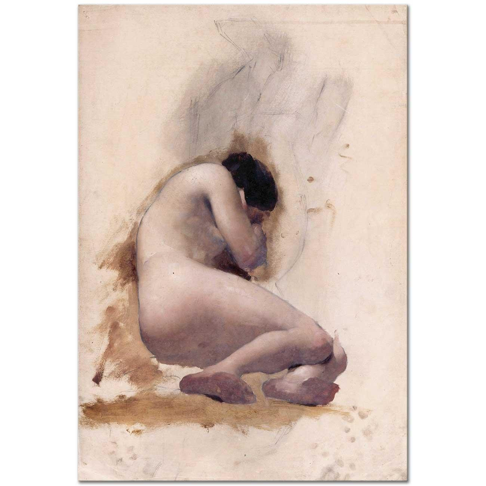 William Etty Uzanıp Yatan Nü Etüdü Kanvas Tablo