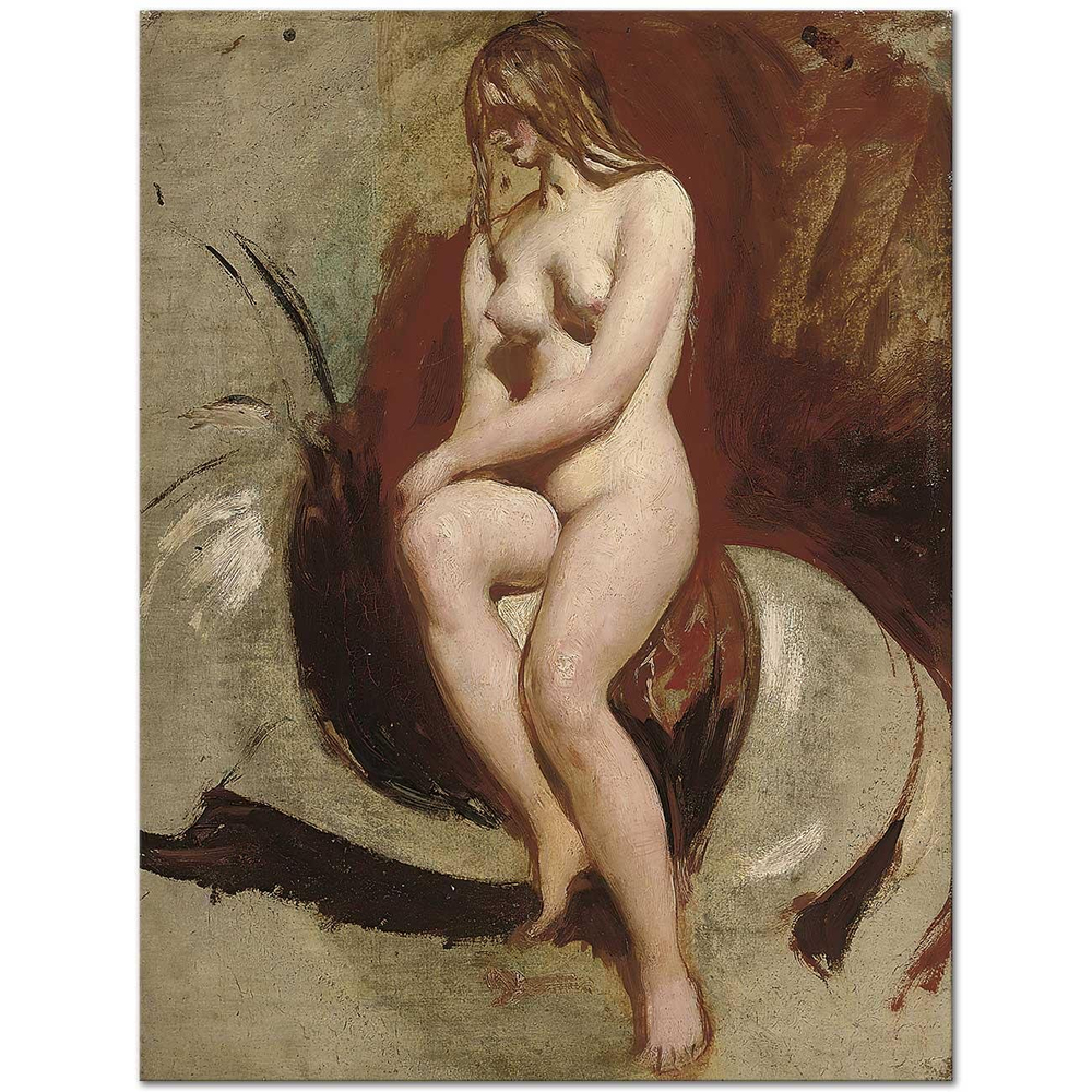 William Etty Oturan Nü Kanvas Tablo