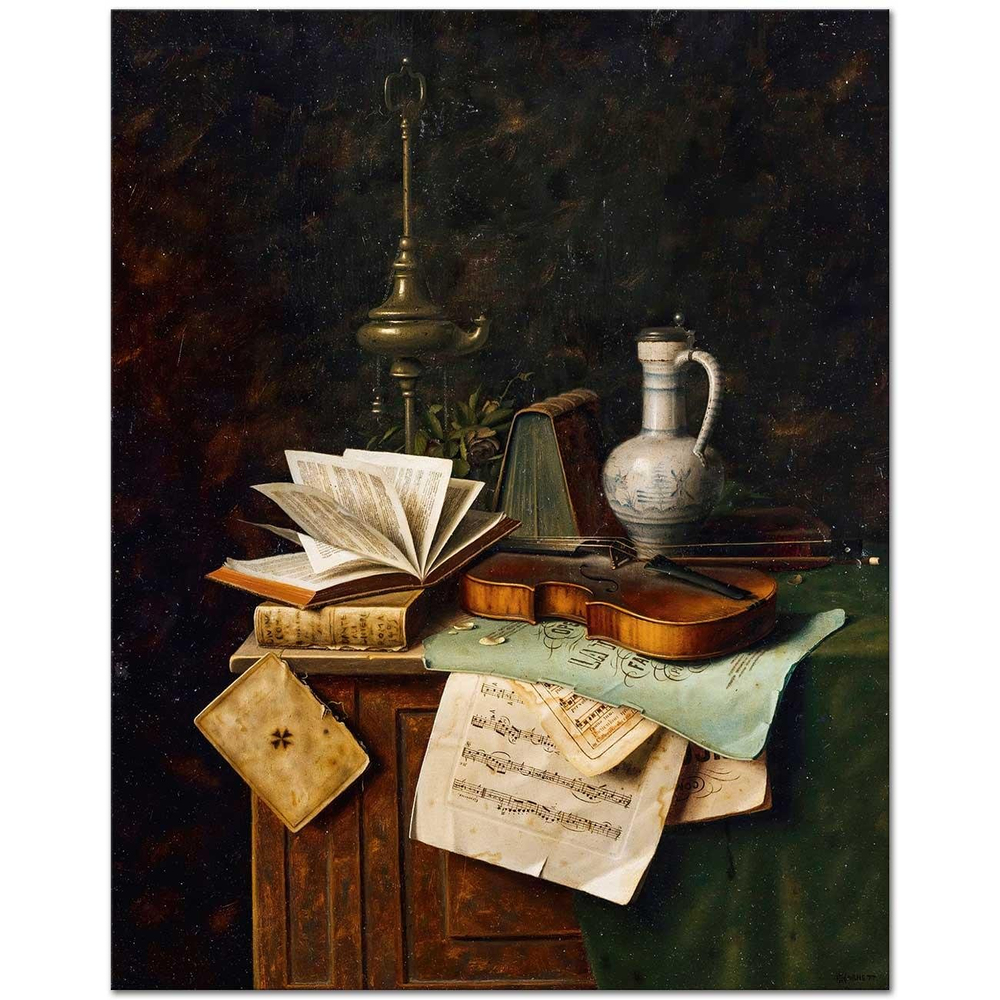 William Michael Harnett Kemanlı Natürmort Kanvas Tablo