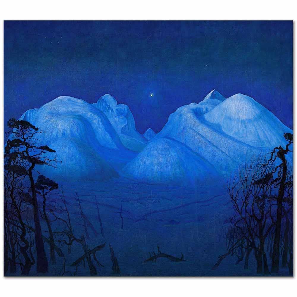 Harold Sohlberg Dağlarda Kış Gecesi Kanvas Tablo
