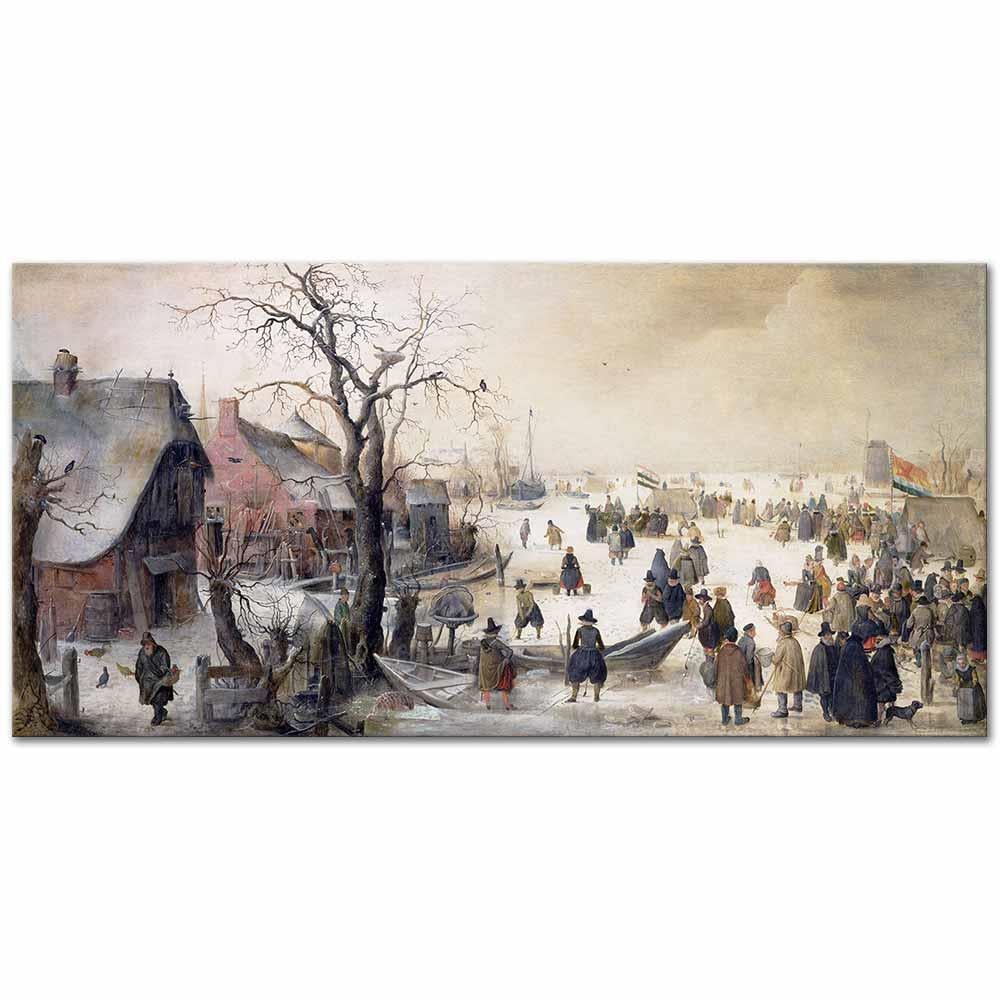 Hendrick Avercamp Kanalda Kış Manzarası Kanvas Tablo