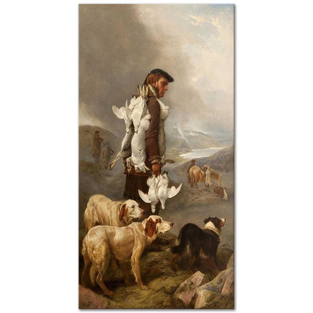 Richard Ansdell Kış Avı Tavşanlar ve Kar Tavukları Kanvas Tablo