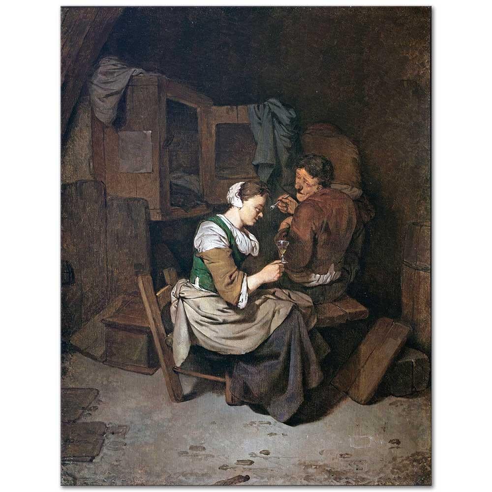 Cornelis Pietersz Bega Şarap Kadehi ile Kadın Kanvas Tablo